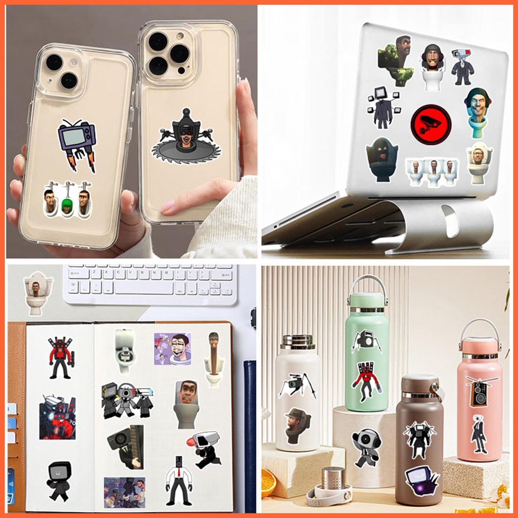 Skibidi toilets sticker 50 stickers điện thoại di động đồ chơi trẻ em đề can hình dán hoạt hình vui nhộn từ 40mm đến 80mm chunvn