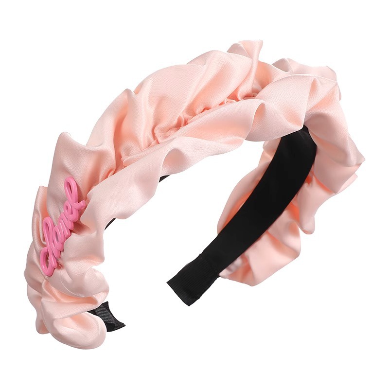 Băng Đô Cài Tóc Bằng Vải Bông Xếp Ly Bản Rộng Dễ Thương Dành Cho Bạn Gái