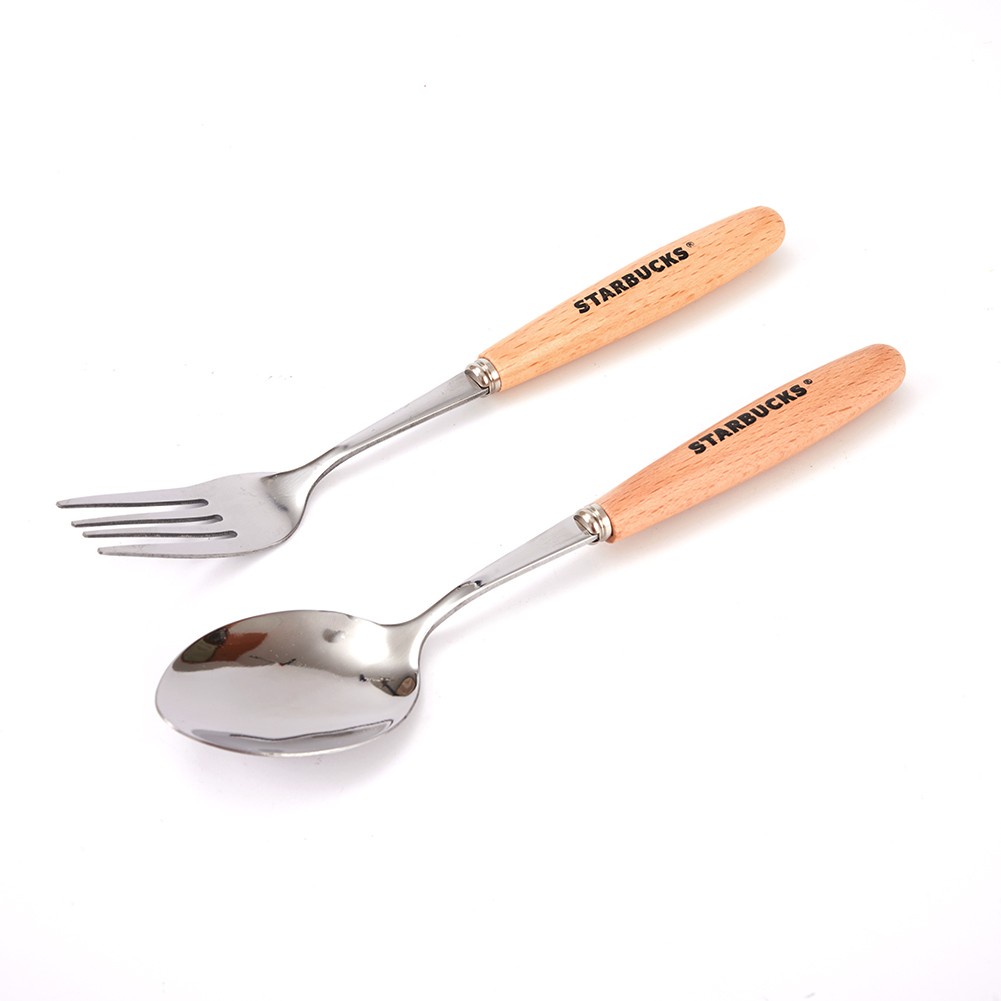Starbucks Bộ Muỗng Đũa Nĩa Bằng Inox Phong Cách Nhật Bản