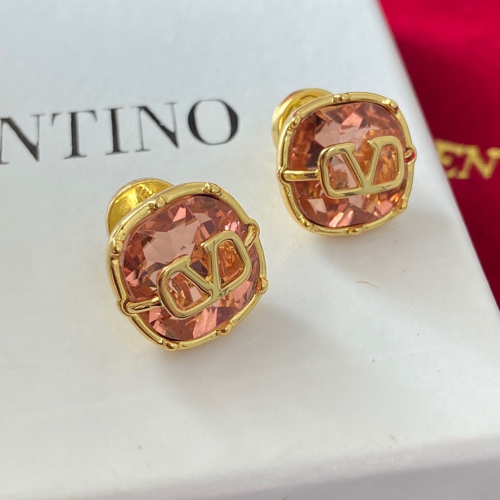 Valentino Bông Tai Thép Titan In Chữ Thời Trang Cho Nữ