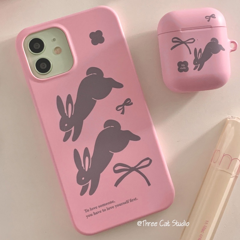 Vỏ đựng điện thoại cứng sweet maiden rabbit pattern cho 14pro / 13promax / 13/12/11 / xsmax / xr pc