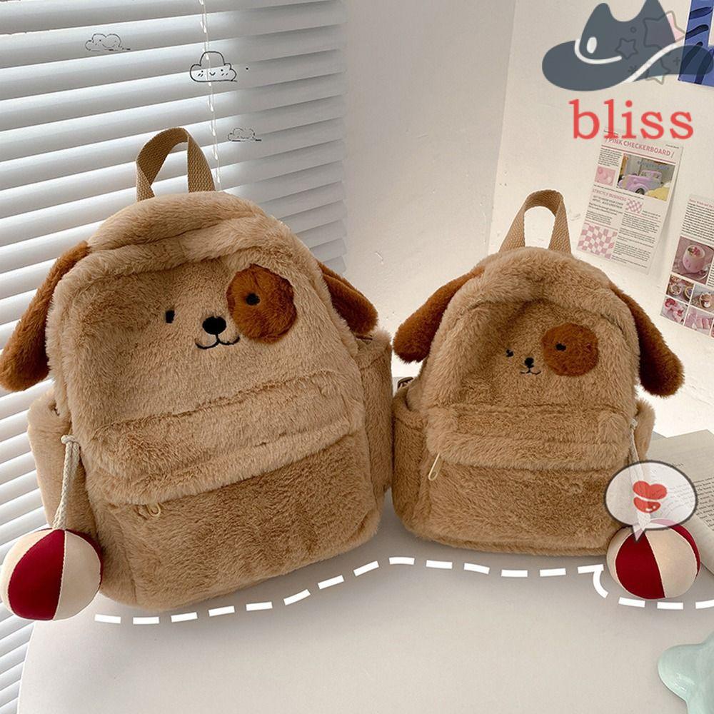 Bliss cartoon puppy ba lô, dung tích lớn sang trọng, túi đi học hình thú đơn giản cho chó con