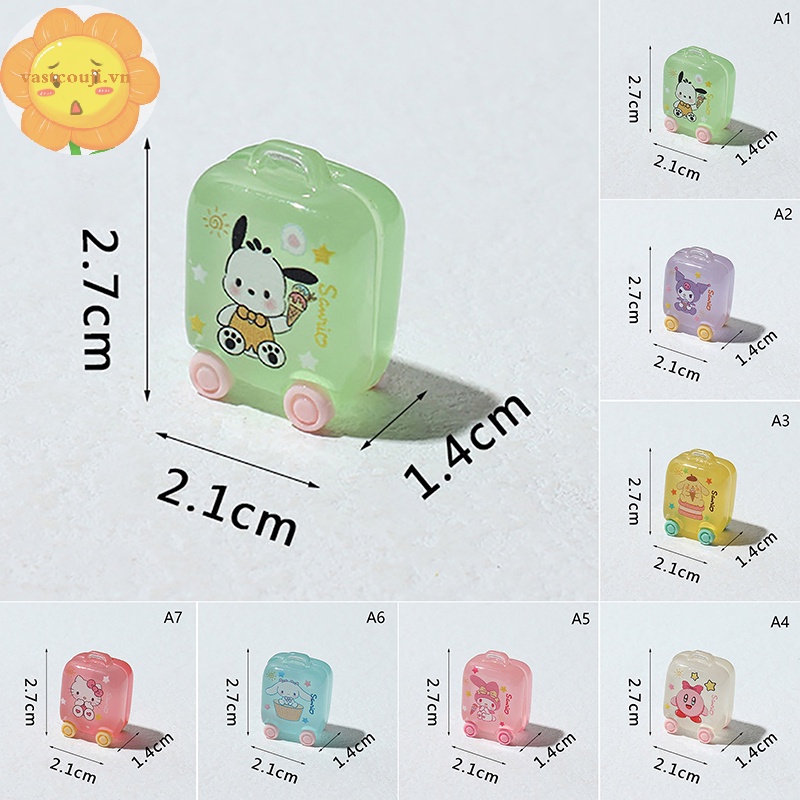 Vastji 1pc phim hoạt hình dễ thương mini vali phát sáng mô hình nhựa trang trí nhà búp bê phụ kiện vn