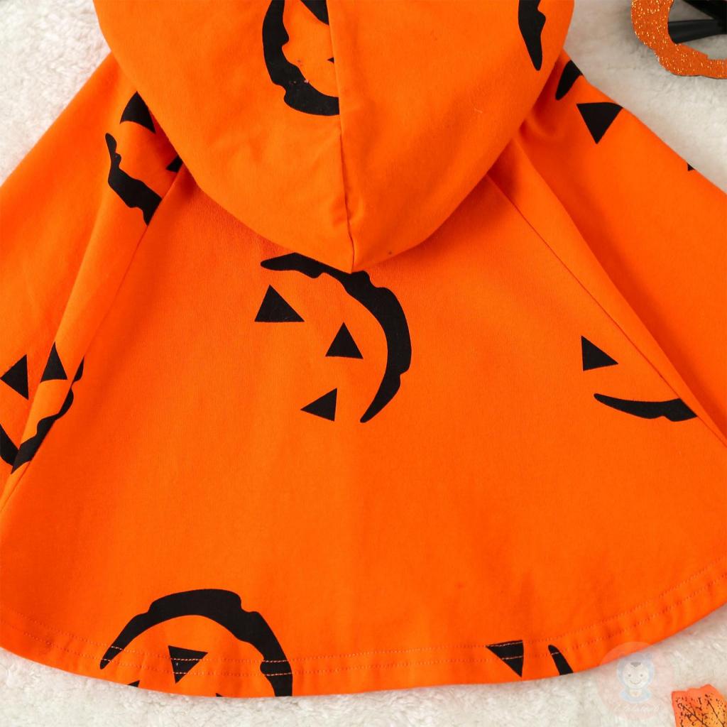 Áo Choàng Liền Quần laa6-Trong-Một In Hình Bí Ngô halloween Cho Bé