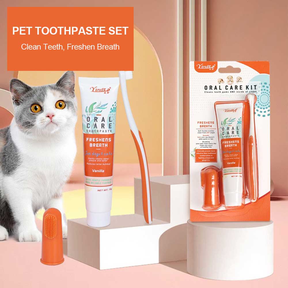 Pet Toothpaste And Toothbrush Puppy Tooth Brushing Kit Small Dog Finger Brush