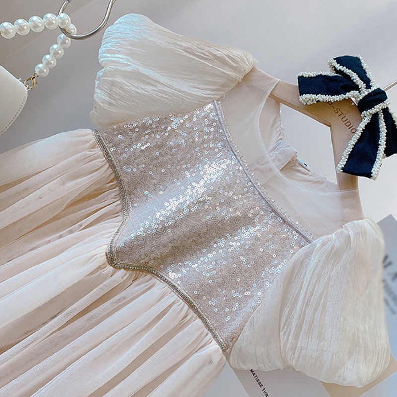 Hàng Mới Về Đầm Công Chúa Vải Gạc Đính Kim Cương Lấp Lánh Kiểu Pháp Thời Trang Mùa Hè Cho Bé Gái