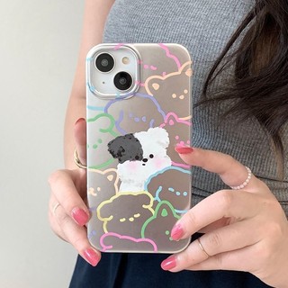 Sang trọng rất dễ thương puppy matte electroplate silver soft case cho ip apple iphone 11 12 13 14 15 pro max women's fashion case pretty lovely case