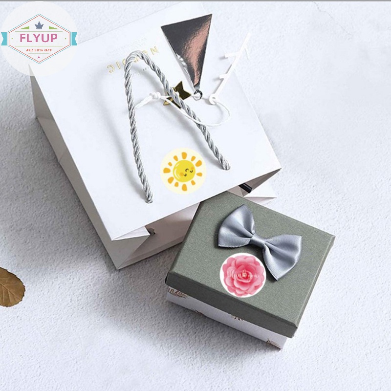 Flyup 500 cái / cuộn tròn hoa cảm ơn bạn dán scrapbooking cho con dấu nhãn dễ thương Vn