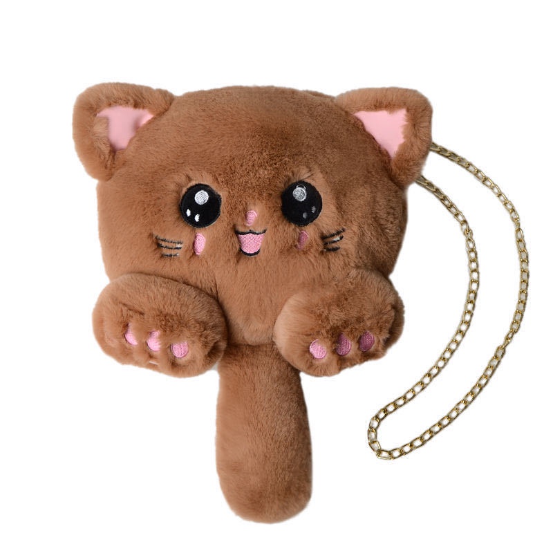 Túi đeo chéo MOWEIKAIDI đeo một vai/ phối dây xích hình mèo con nhồi bông dễ thương