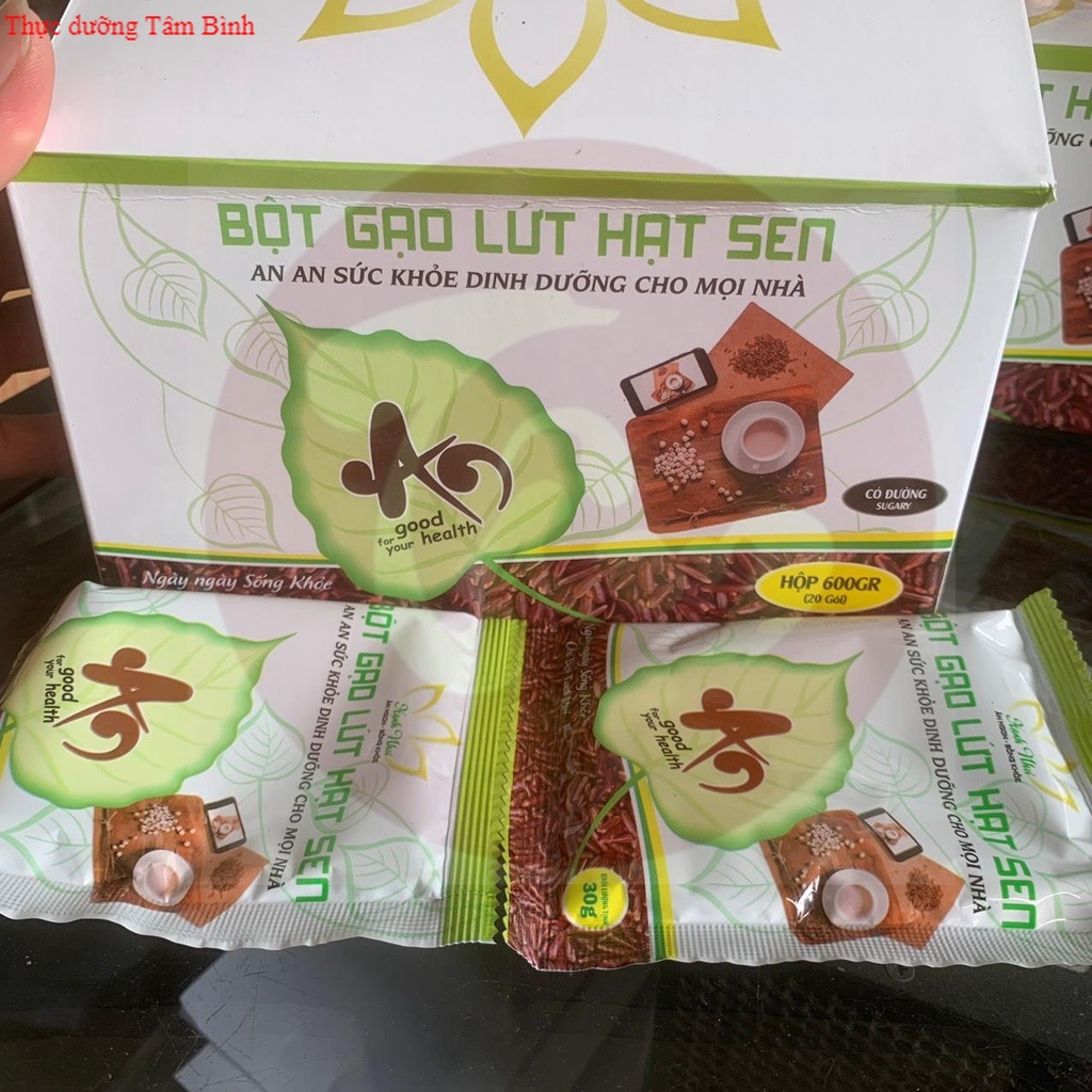 Bột Gạo Lứt Hạt Sen Hạnh Như ít đường 600g Tâm Bình Foods