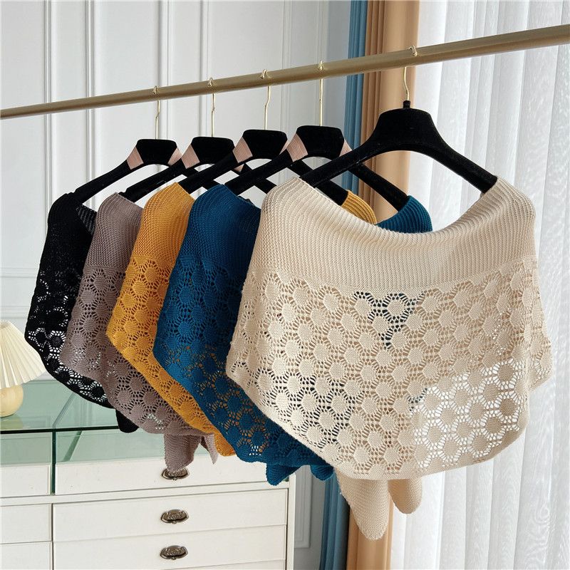 Mẫu đuôi quạ khăn choàng nhỏ váy phụ nữ kiểu mỏng bảo vệ cổ tử cung phòng điều hòa nhiệt độ dệt kim góc tròn vai