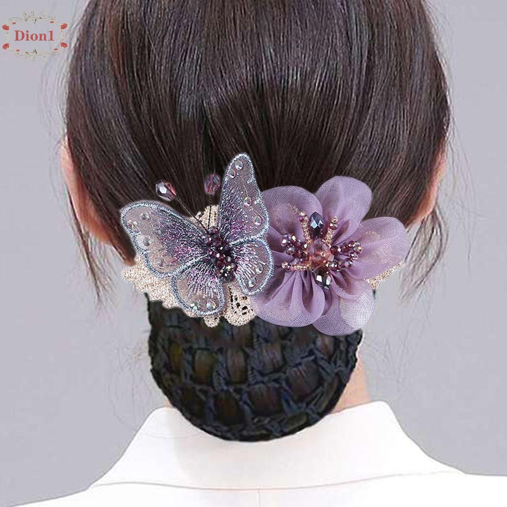 Dion1 hoa bướm mùa xuân kẹp thanh lịch mặt sau của đầu mùa hè nhân viên ngân hàng phụ kiện tóc tiếp viên hàng không móc y tá ngày của mẹ quà tặng hoa bun net snood