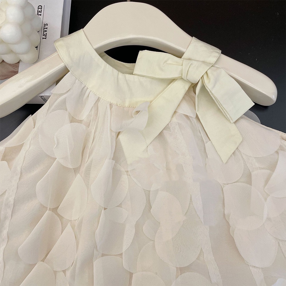 Bear leader phiên bản hàn quốc 2023 váy dễ thương cho bé gái mùa hè mới váy treo cổ nơ vest cho 1-7 tuổi