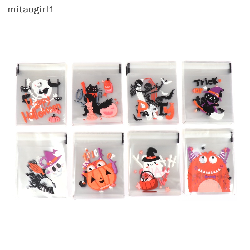 100 cái halloween kẹo nhựa bánh quy túi quà tự dính túi bọc đồ ăn nhẹ halloween đồ trang trí tiệc đồ dùng cho trẻ em quà tặng boutique