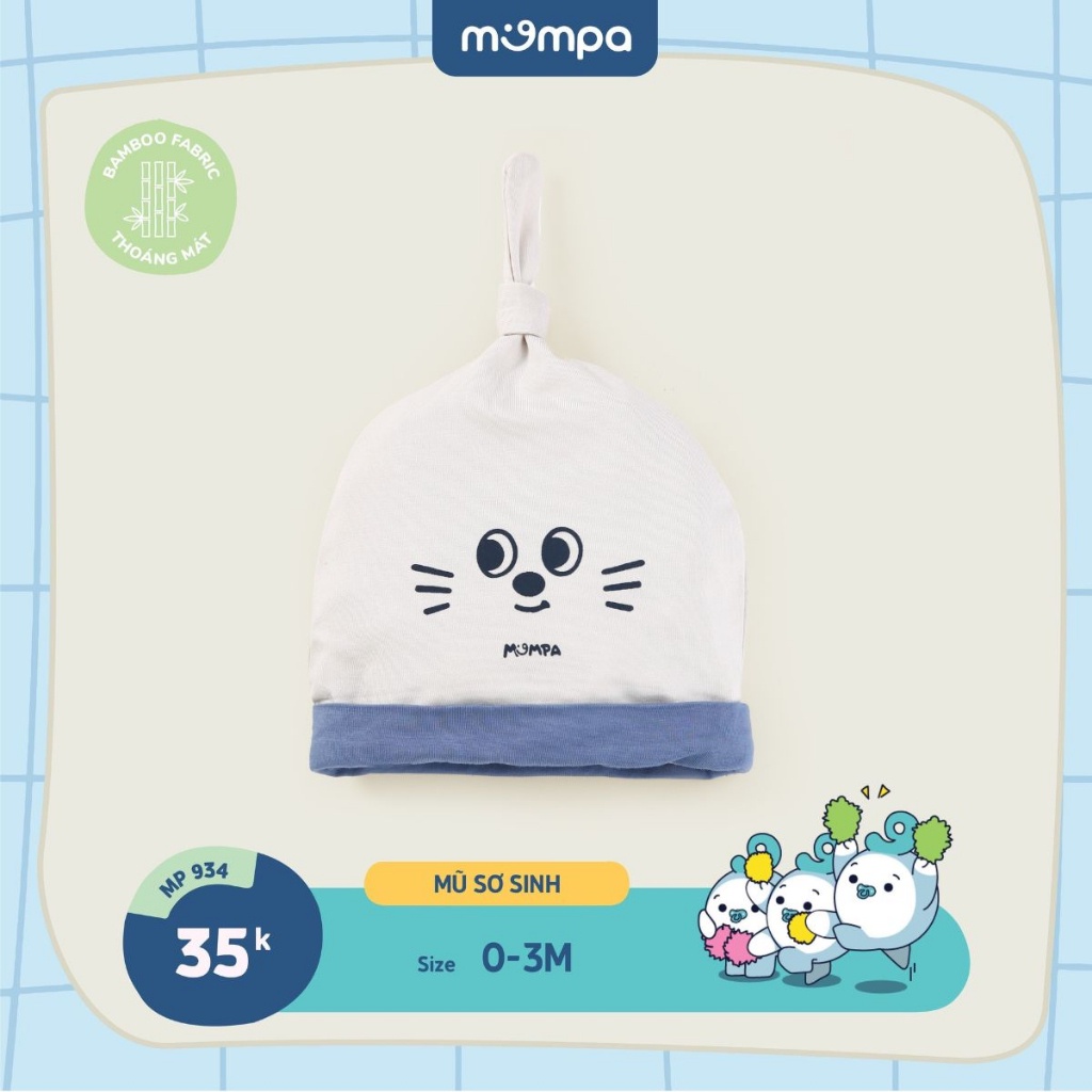 Set bao tay chân mũ yếm sơ sinh cho bé Mompa từ 0 đến 3 tháng vải Sợi tre Bamboo mềm mại thoáng khí MP 933 934 935