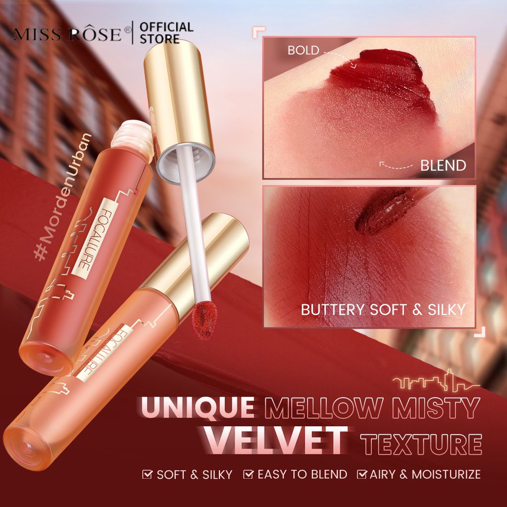 HOT！ Focallure #mordenurban Velvet Lip Glaze Matte Dễ Lên Màu Và Không Dễ Phai Son Môi Son Bóng