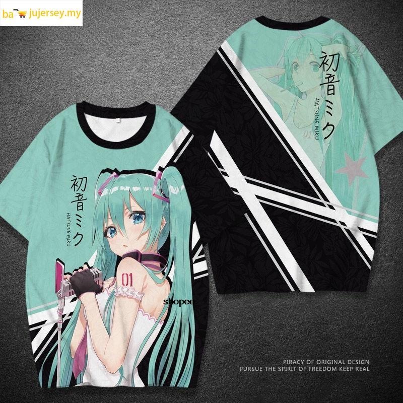 Hatsune miku fashion men's and women's t-shirt hot selling short sleeve sports t-shirt original 3d t-shirt two-dimensional short-sleeved male japanese cartoon print half-sleeved