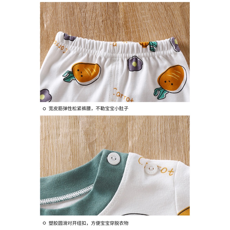 Bộ Đồ Ngủ cotton Tay Dài Giữ Ấm Mùa Thu Phong Cách Hàn Quốc Cho Bé Sơ Sinh 60-130cm