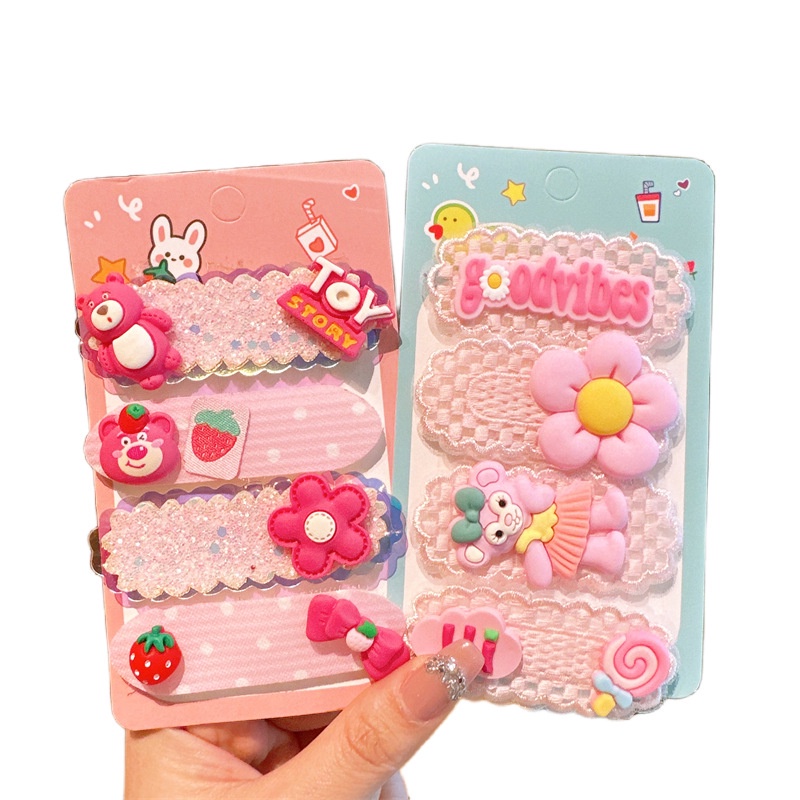 Set 4 Miếng Dán Tóc Phối Ren Và Len Dễ Thương Tiểu Thư Ngọt Ngào Phụ Kiện Tóc Cho Nữ Và Bé Gái Yêu Thích