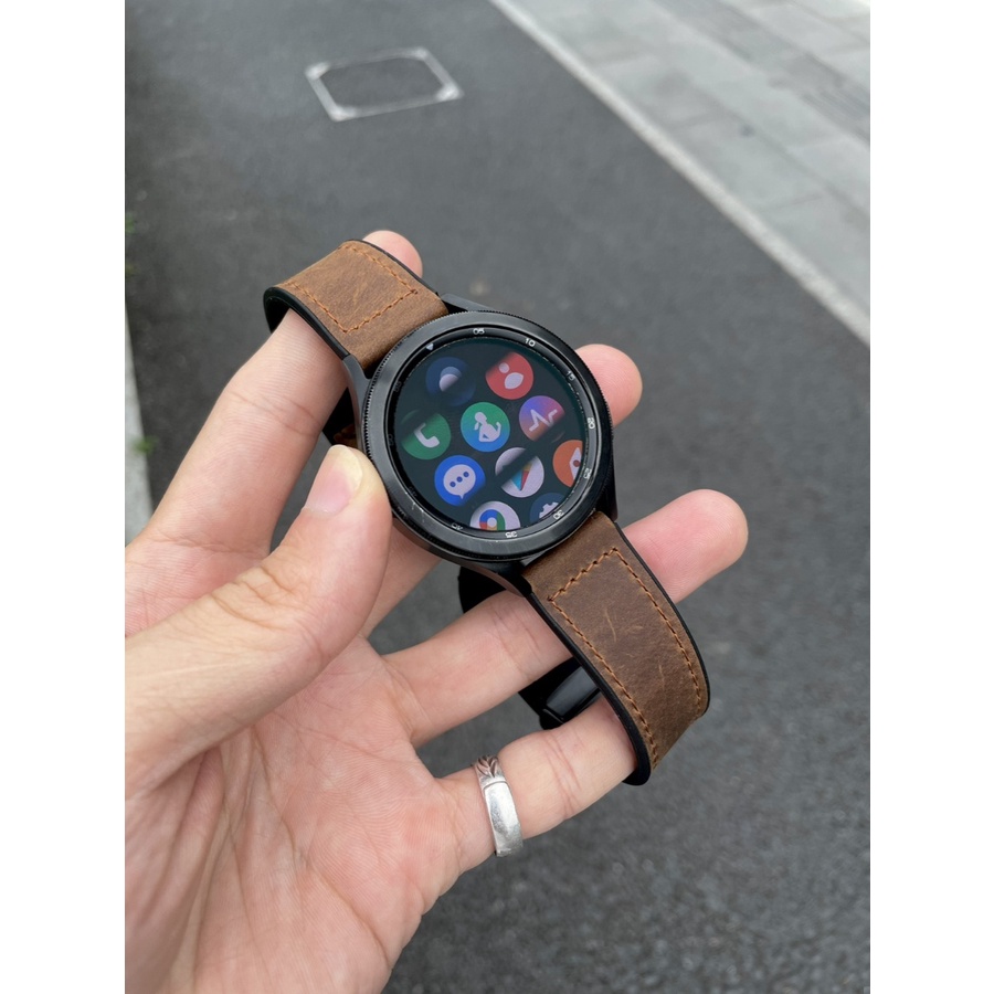 Thích hợp cho samsung galaxy watch 6 5 4 43mm 47mm 40mm 44mm dây da active 2 3 dây đeo khóa từ có thể gập lại bằng da