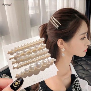 Kẹp tóc kim loại đính hạt ngọc trai nhân tạo kiểu dáng cổ điển thanh lịch dành cho nữ