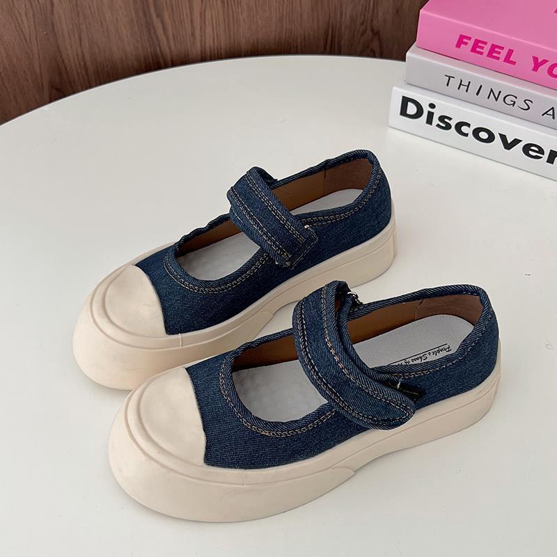 Giày mary jane đế dày của pháp dành cho phụ nữ mới cắt nông đa năng niche retro ngón chân tròn với váy và giày đơn