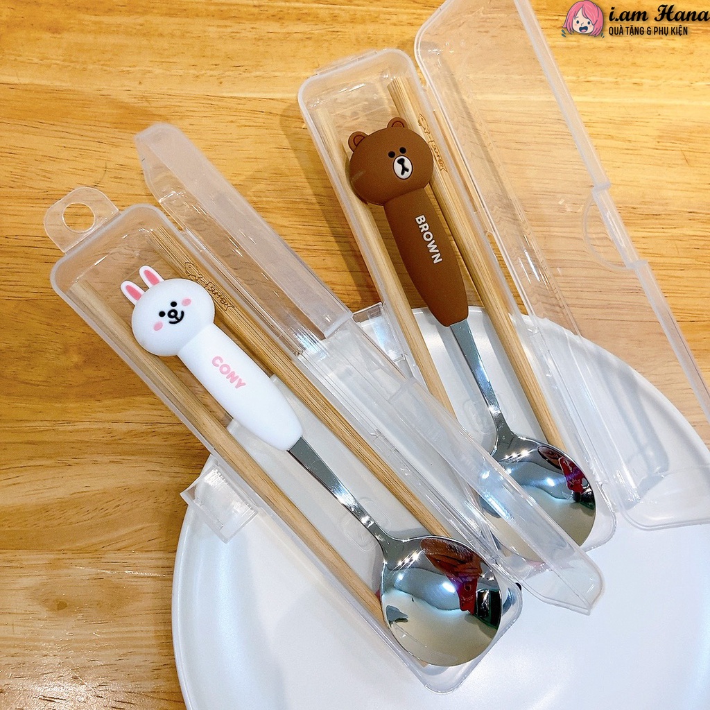 Bộ muỗng đũa nĩa văn phòng Brown Cony Chocco Sally dễ thương