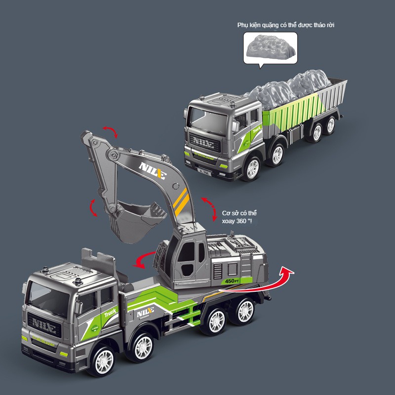 Quán tính hợp kim ô tô kỹ thuật ô tô bé trai máy xúc máy trộn xe tải đồ chơi trẻ em mô hình ô tô nhỏ