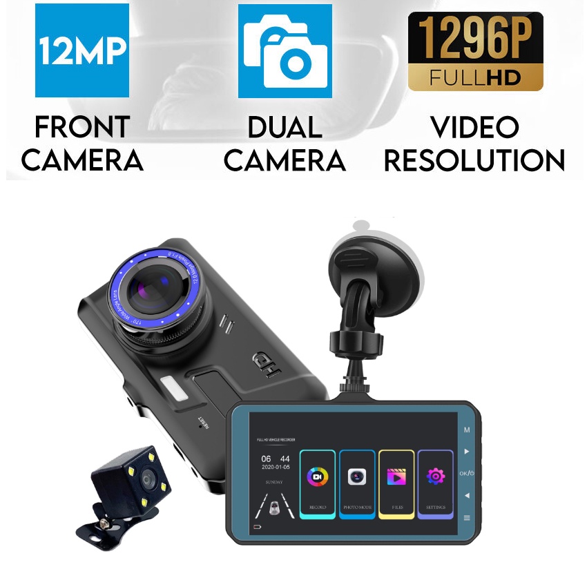 Camera hành trình ô tô V9 Plus Full HD Đèn LED,ghi hình trước sau, màn hình cảm ứng,thẻ nhớ 32G