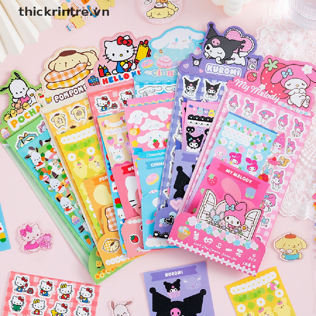 SANRIO Bộ Sticker Hoạt Hình Dễ Thương Dán Trang Trí Sổ Tay Diy