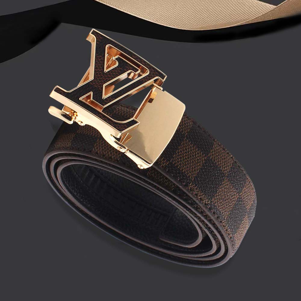 Genuine Leather High-End Versatile Letter Smooth Buckle Casual Belt Fashion L v Pants Male Young Man