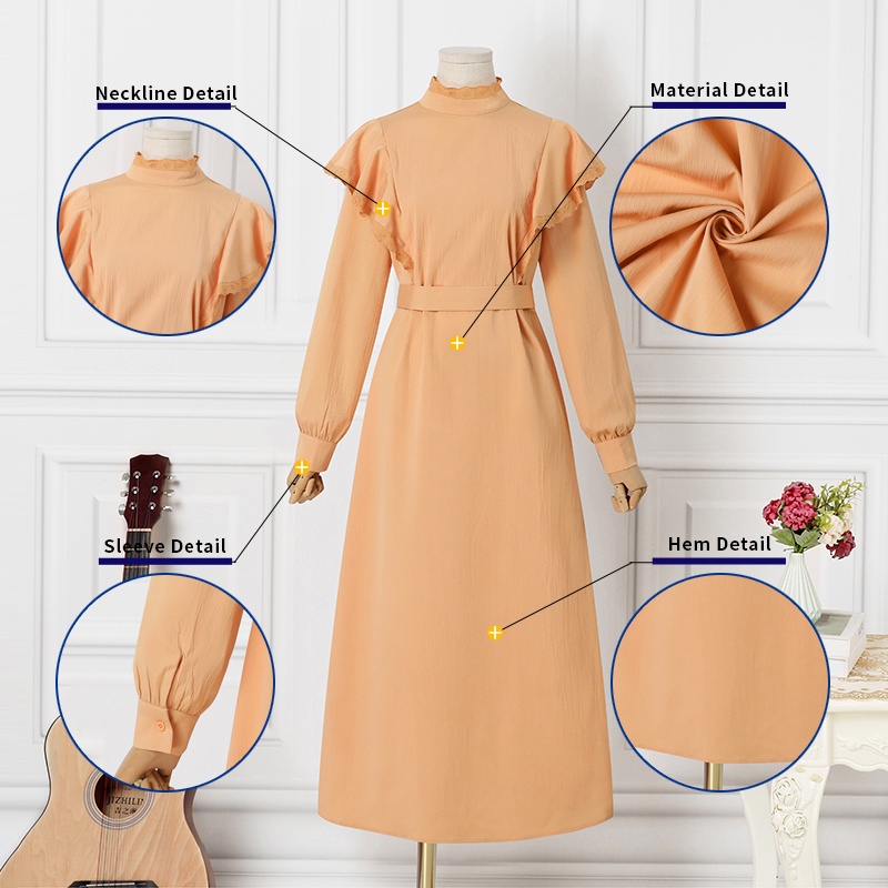 Zanzea Đầm Maxi Dài Tay Phối Ren Bèo Thanh Lịch Cho Nữ