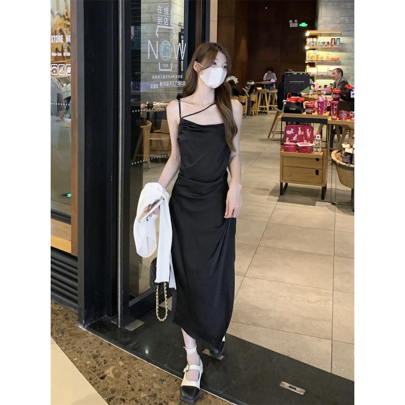 Bộ Áo Cardigan Dệt Kim Dáng Ngắn + Đầm Hai Dây Nhuộm Màu Thời Trang Mùa Hè Hàng Mới Dành Cho Bạn Nữ