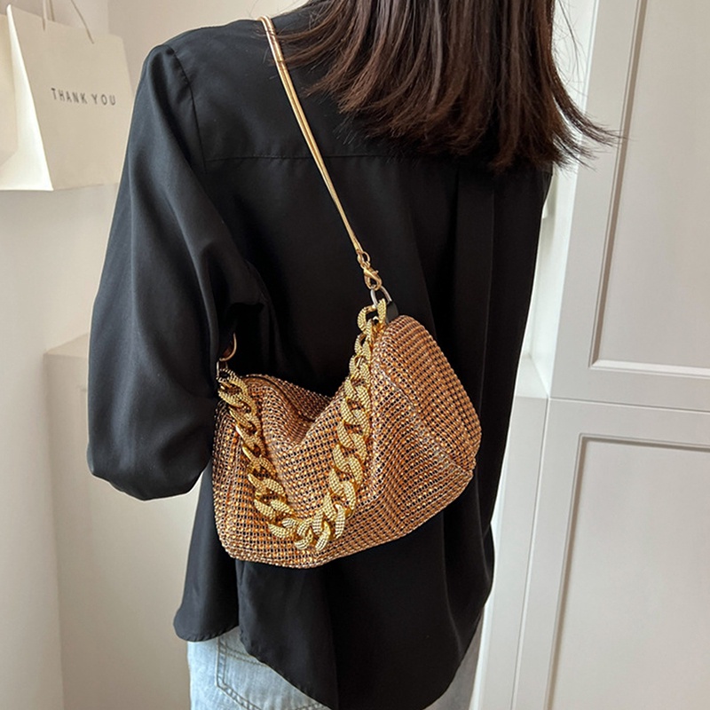 Túi Đeo Chéo Đính Đá Lấp Lánh Thời Trang Sang Trọng Cho Nữ