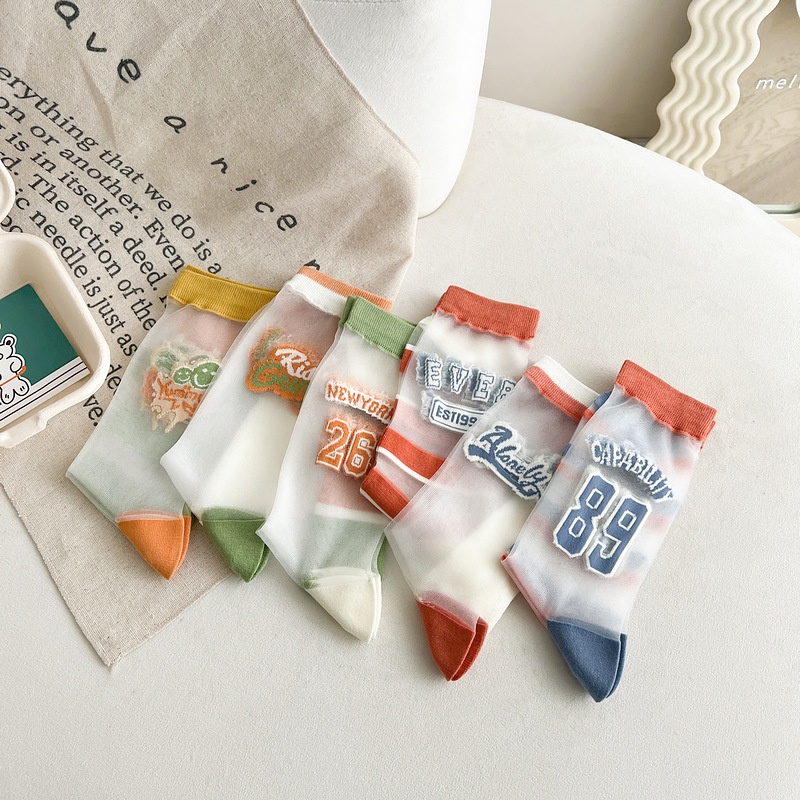 Tất Lụa Trong Suốt In Chữ Thời Trang Xuân Hè Cho Nữ