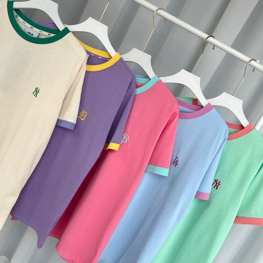 ❤❤❤ Áo Thun cotton Ngắn Tay Thêu Chữ MLB NY Chất Lượng Cao Cho Nam Nữ