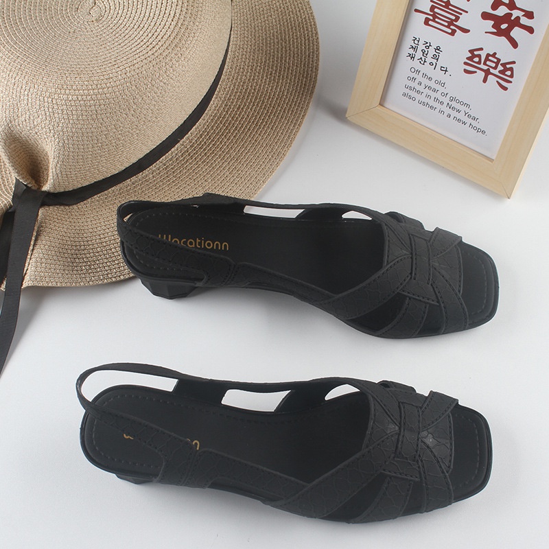 Giày Sandal Đế Bằng Màu Trơn Thời Trang Dành Cho Nữ