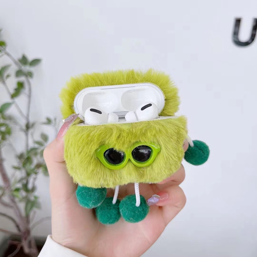 Vỏ Bảo Vệ Hộp Sạc Tai Nghe Apple Air Pods 1 2 3 Air Pods pro Air Pods pro 2 Bằng Chất Liệu Lông Nhung Hình Quả Bóng