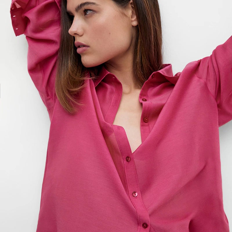 Áo Sơ Mi Tay Dài Màu Trơn Dáng Ôm Thời Trang Xuân Hè 2022 05187624630