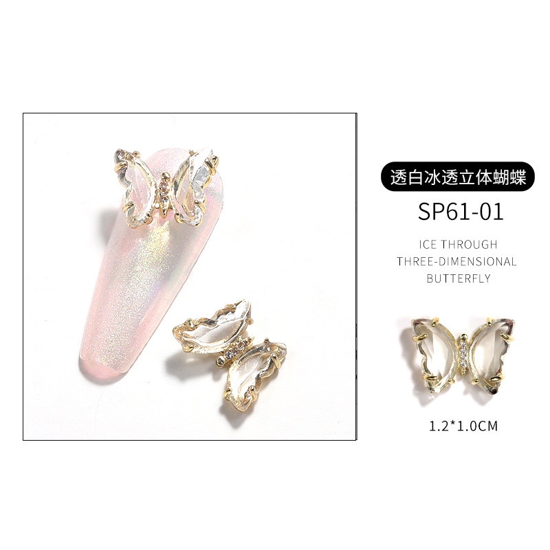 Phụ Kiện Đính Trang Trí Móng Tay Hình Bướm Đính Đá Zircon Phong Cách Nhật Bản