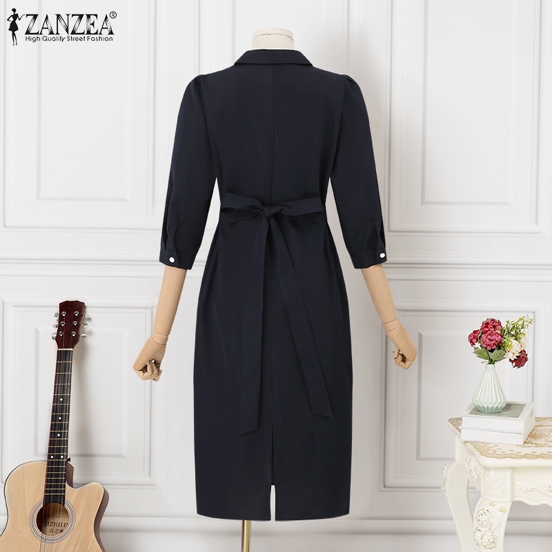 Zanzea Đầm Nữ Tay 3 / 4 Có Khóa Kéo Thời Trang