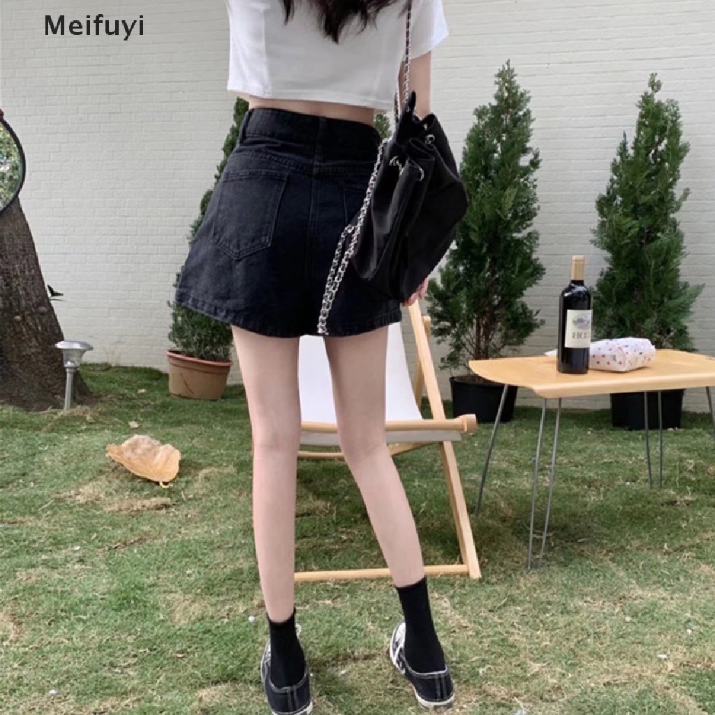 [Meifuyi] Quần Short Màu Trơn Có Túi Phối Nút Gợi Cảm Thời Trang Mùa Hè Hàn Quốc Cho Nữ