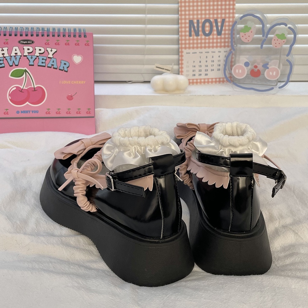 Giày Lolita Nữ Mary Jane Nơ Cao Cấp Giày Búp Bê Đế Dày Mũi Tròn Phong Cách Lolita Dễ Thương 2023 TTP104