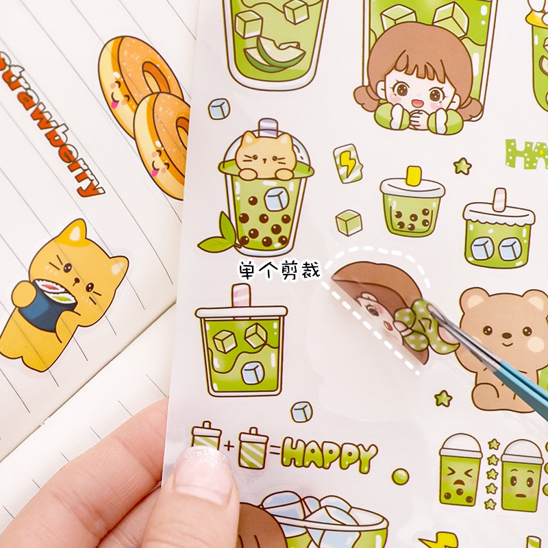 Bộ 6 Tấm Sticker Dán Trang Trí Sổ Tay Diy Hình Cô Gái Dễ Thương Xinh Xắn