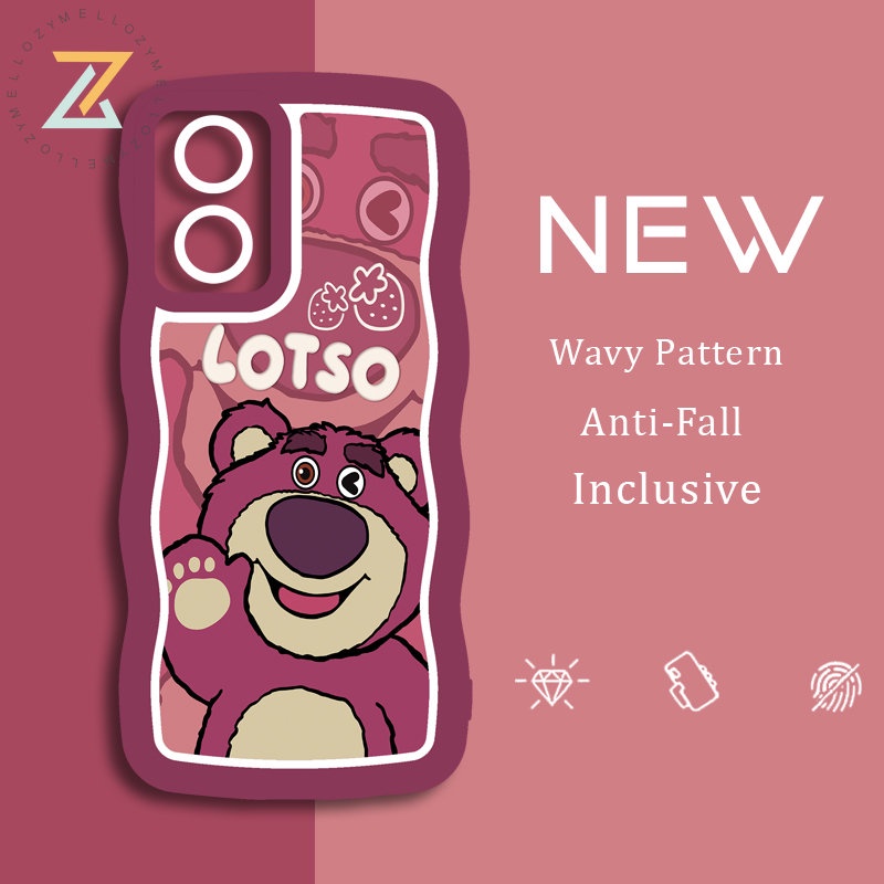 OPPO Reno8 T 5G Reno8 T 4G Reno8 Z 5G Reno7 Z 5G Reno 8 5G Reno 6 5G Reno 5 Realme C55 C35 C21Y C20 Narzo 50 5G Narzo 50A Prime Vỏ điện thoại silicon hình gấu dâu trong suốt hình gợn sóng