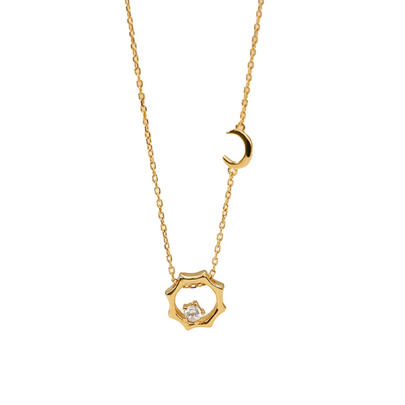 Vòng cổ Bạc 925 Mặt Hình Mặt Trăng Ngôi Sao Lấp Lánh Thời Trang Cho Nữ