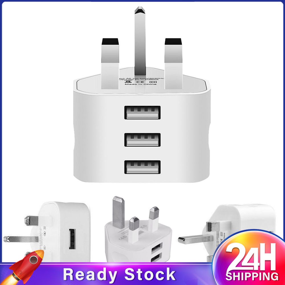 Bộ Sạc Usb Bộ Chuyển Đổi Phích Cắm 3 Chân Cắm Tường Anh Bộ Sạc 100-240V Bộ Chuyển Đổi Treo Tường Du Lịch Tiện Dụng Cho Điện Thoại Di Động Phụ Kiện Máy Tính Bảng