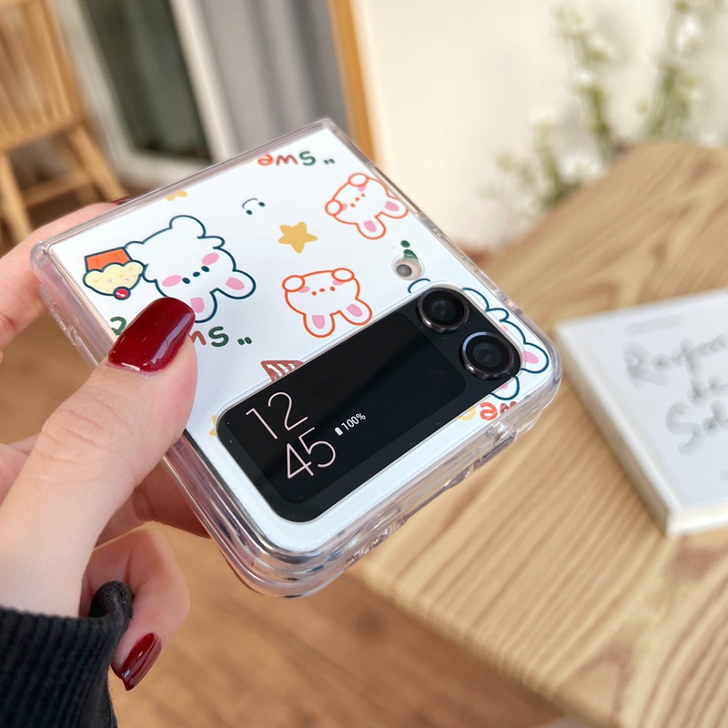 Ốp Điện Thoại Họa Tiết Gấu Dễ Thương Cho Samsung Galaxy Z Flip 4 Z Flip 3 Graffiti Samsung Z Flip4 Z Flip3