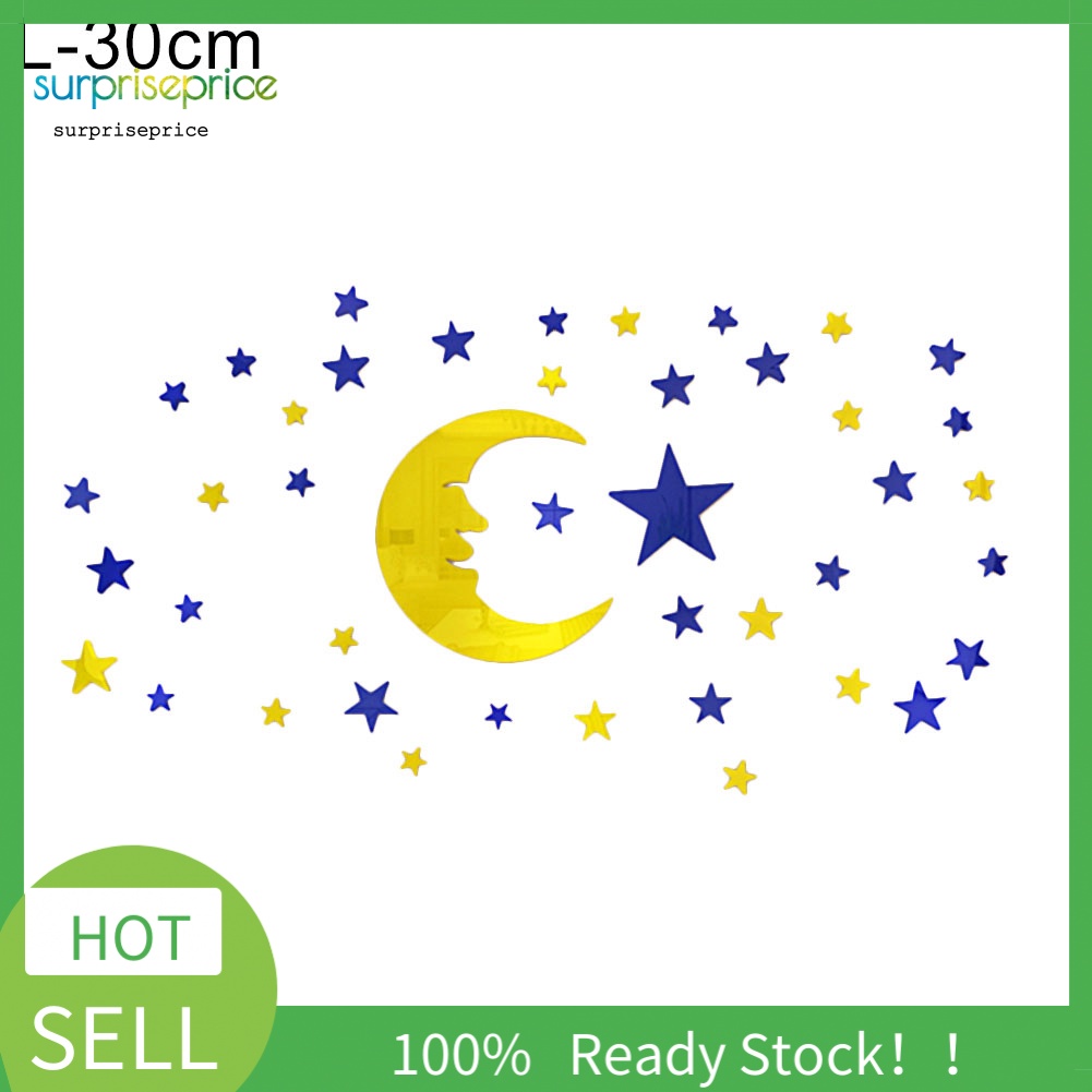 Decal dán tường Bằng Acrylic Với Họa Tiết 3D Hình Mặt Trăng Và Ngôi Sao Dùng Trang Trí Phòng Cho Trẻ