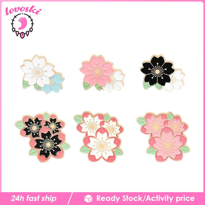 [Lovoski] Ghim Cài Áo Ba Lô / Áo Khoác / Nón Hình Hoa Anh Đào Tráng Men Dễ